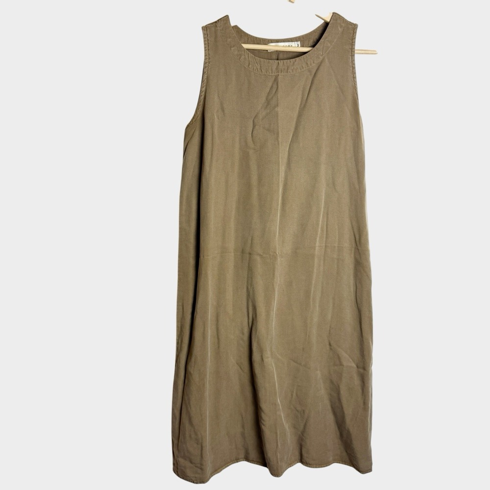 Cut Loose Women Brown Sleeveless Shift Dress Minimalist Langenlook Quiet Luxury